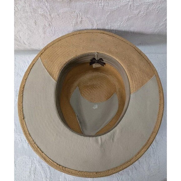 Stetson Panama M 7 1/8 Straw Hat Leather Hat Band Lined Front Brim - Picture 6 of 7